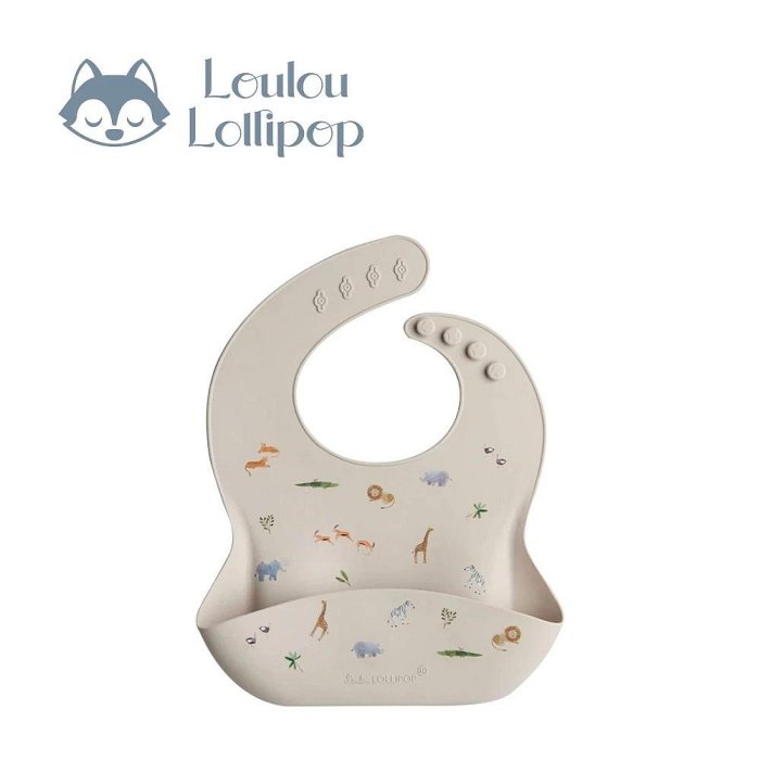 加拿大Loulou lollipop寬口袋立體矽膠圍兜(825754007958動物探險) 523元