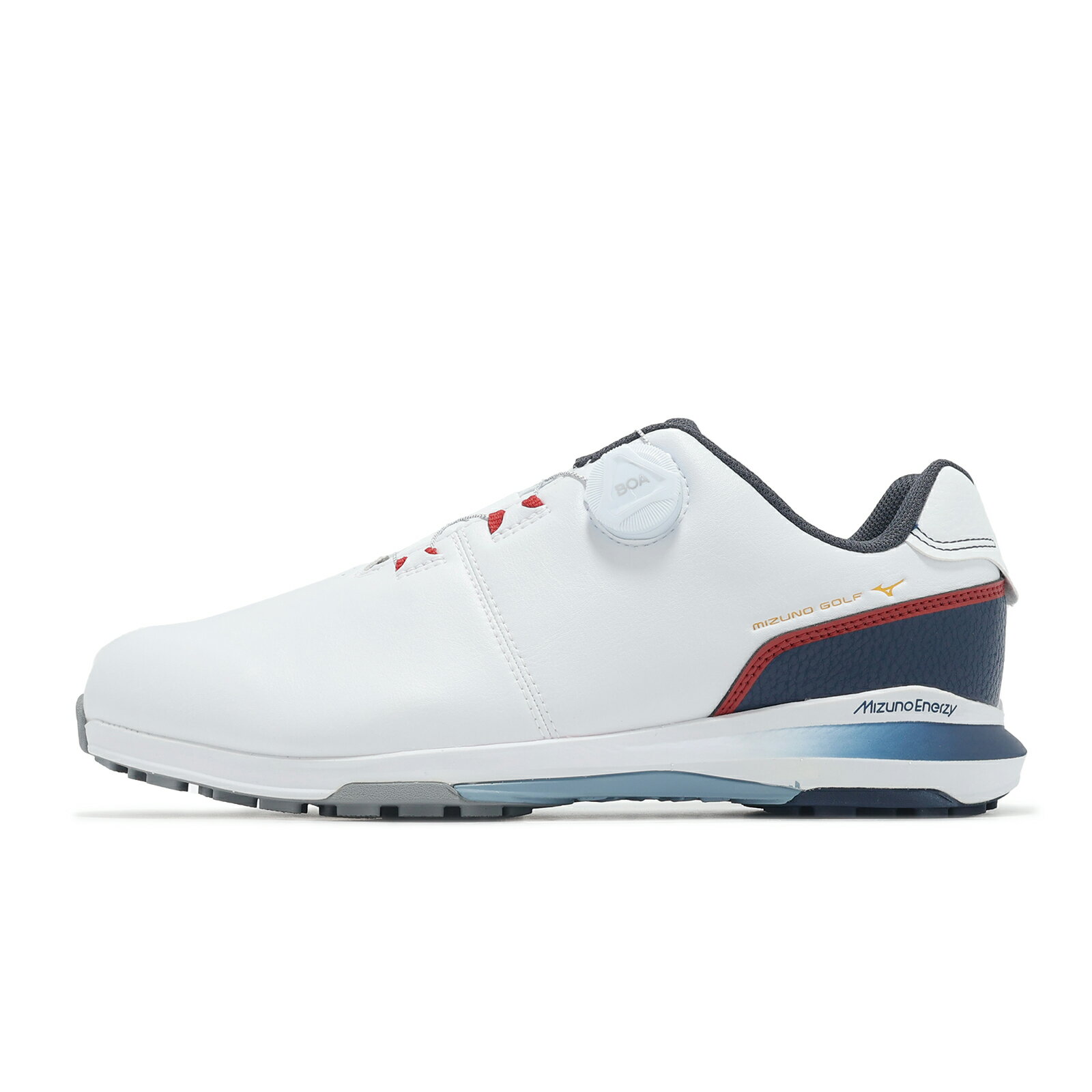 Mizuno 高爾夫球鞋 Nexlite Enerzy Boa 4E 男鞋 寬楦 白 紅 輕量 旋鈕 美津濃 51GQ2450-62