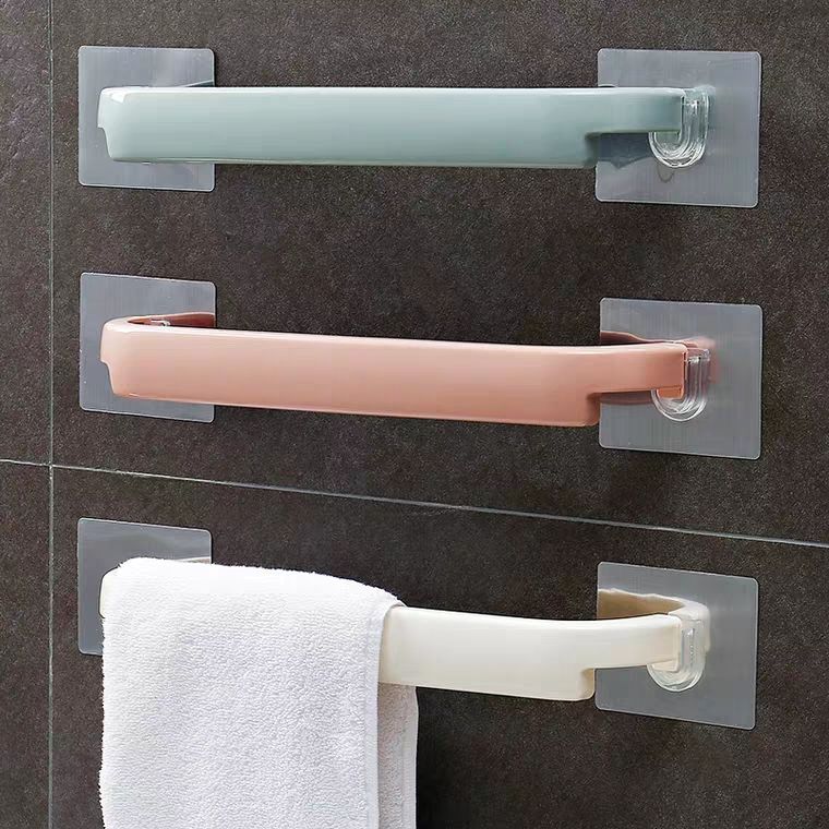 浴室毛巾架粘貼免打孔廚房單桿抹布掛架衛生間加厚毛巾桿置物架子