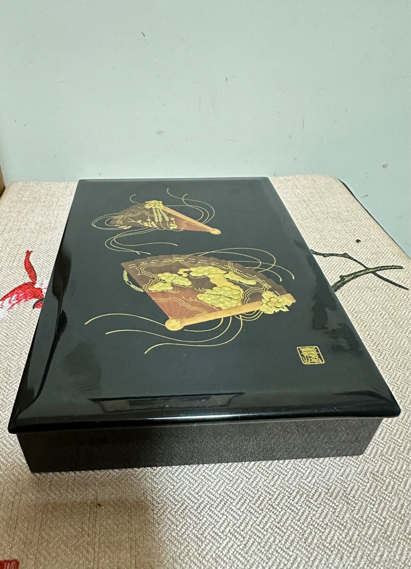 日本中古迴流老物件實木大漆高肉金蒔繪文房盒 首飾盒收納盒