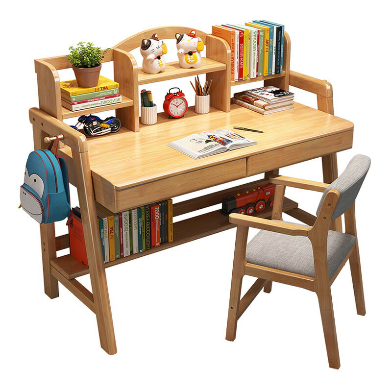 學習桌小學生寫字桌椅套裝家用簡約臥室課桌可升降全實木兒童書桌