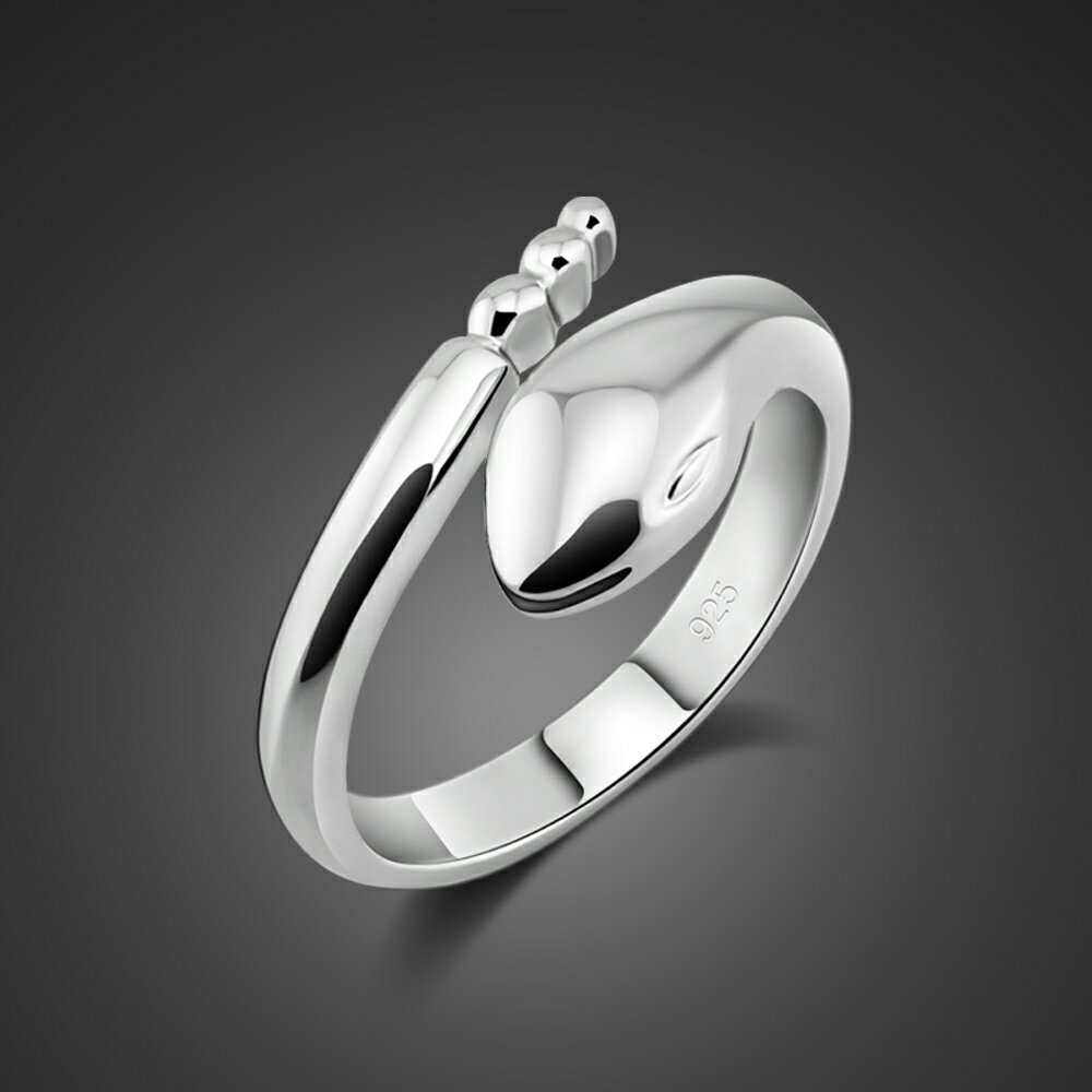 復古開口S925純銀戒指女時尚個性ins潮小眾設計簡約響尾蛇食指環
