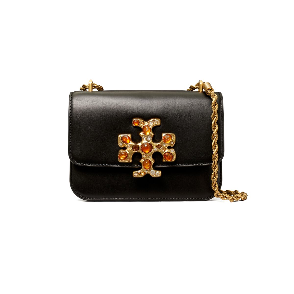 精選★TORY BURCH Eleanor 方包 19 翻蓋皮革拼絨面 小號手提斜挎單肩包 143403(預購)【母親節禮物★菲尼斯 國際精品3折起 春夏新品 換季下殺】