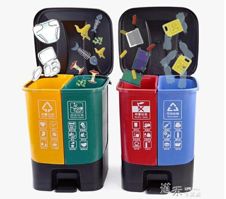 垃圾箱 環保分類垃圾桶家用腳踏方形塑料垃圾筒廚房戶外辦公環衛帶蓋大號 【雙十二購物節】 【麥田印象】