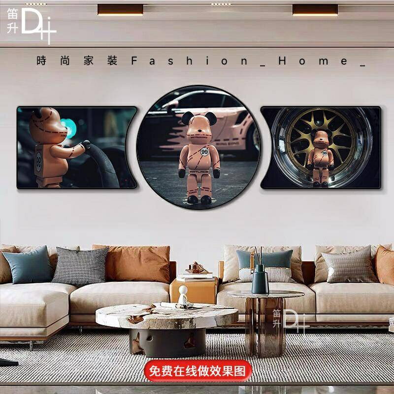 暴力熊掛畫 壁畫 客廳裝飾畫 晶瓷畫 北歐風畫 現代潮流 墻壁掛畫 玄關畫 房間吊畫 沙發背景牆畫 三聯畫 臥室床頭掛畫