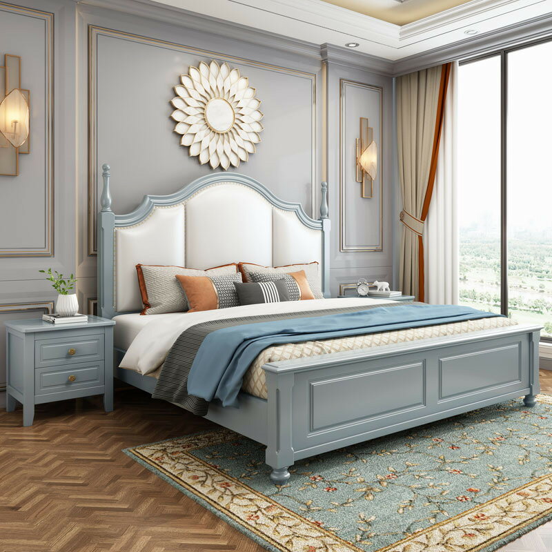 優樂悅~美式實木床1.8米輕奢雙人床主臥1.5M歐式公主床 白色簡約儲物婚床