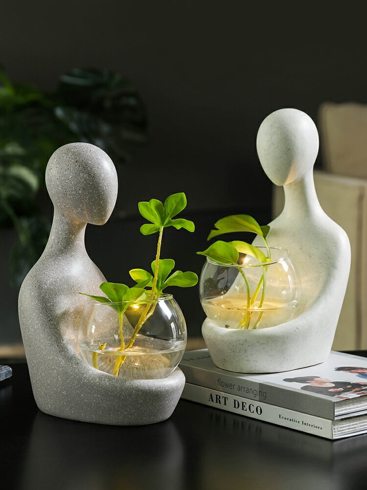 簡約現代輕奢玻璃小花瓶擺件客廳插花水養辦公室桌面北歐風格擺件