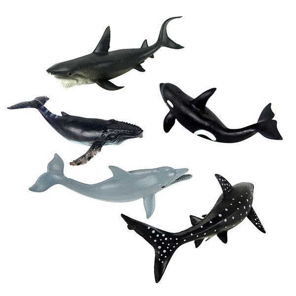 【888便利購】5入海洋鯨豚鯊魚模型(中型)(軟材質)(安全塑料)(HY8006)