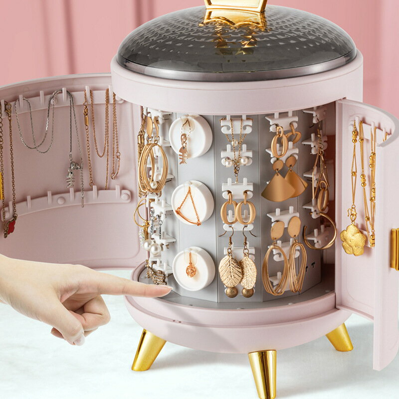 【全場免運】首飾盒旋轉家用奢華珠寶耳環展示架耳釘項鏈大容量網紅飾品收納盒