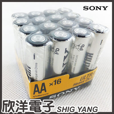 <br/><br/>  ※ 欣洋電子 ※ SONY AA 環保碳鋅3號電池 1.5V 16入 (SUM3-NUP16A)<br/><br/>
