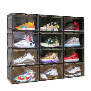 鞋盒收納 鞋盒AJ鞋子收納盒宿舍鞋盒側開鞋盒磁吸透明鞋盒宿舍鞋盒家用-快速出貨