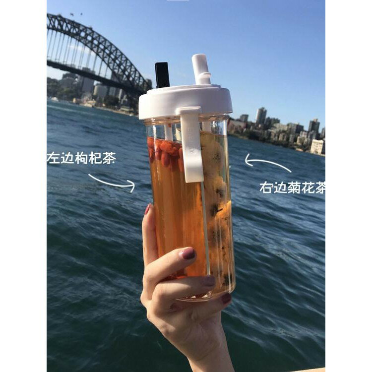 個性創意潮流兩用吸管杯一杯雙飲塑膠情侶杯