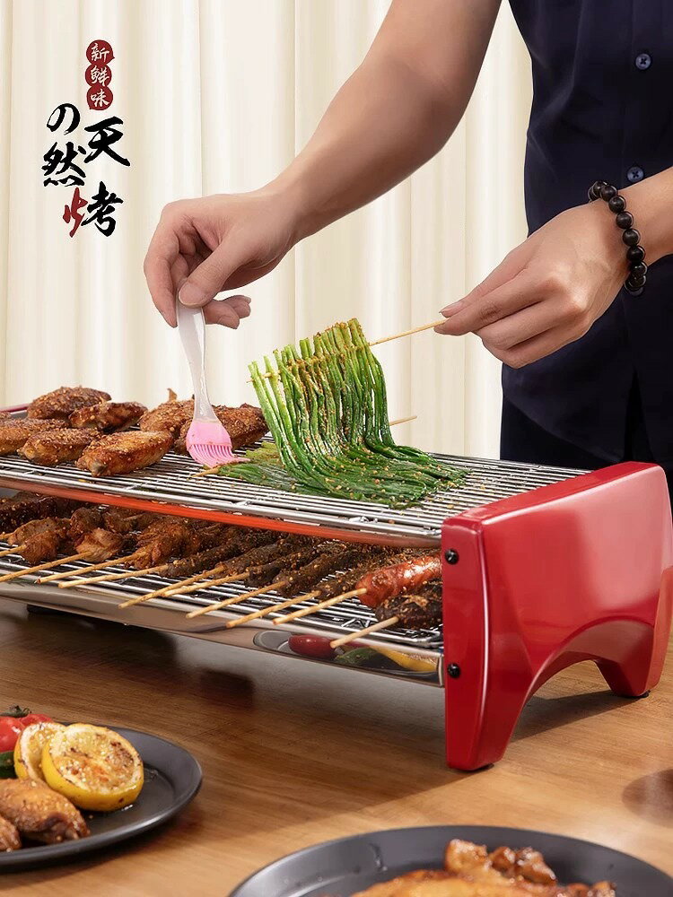 電燒烤爐家用燒烤架無煙電烤盤烤肉爐烤串室內電烤爐烤肉盤爐子【Snowbelle優選】