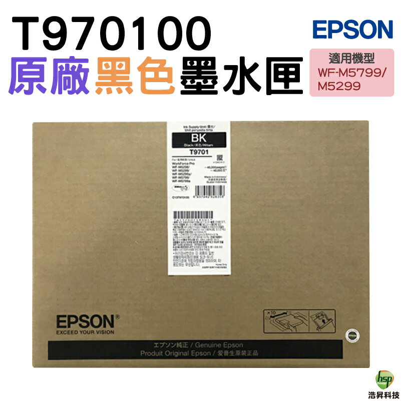 EPSON 原廠墨水匣T970100 970100 適用WF-M5799 M5299｜APP領券最高折$1000