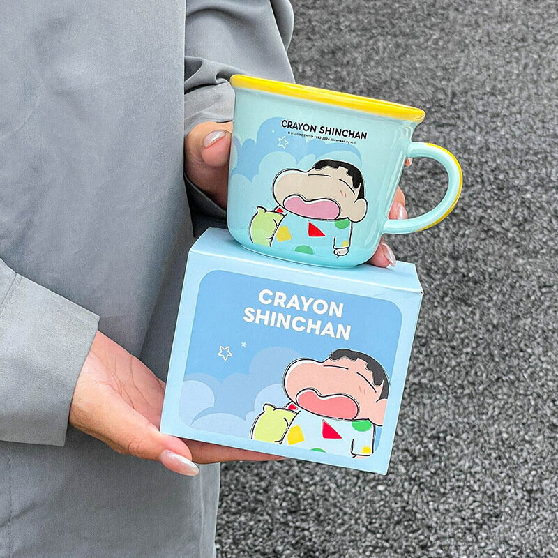 蠟筆小新杯子馬克杯女生可愛情侶水杯家用早餐陶瓷咖啡杯生日禮物【尚宜家居】