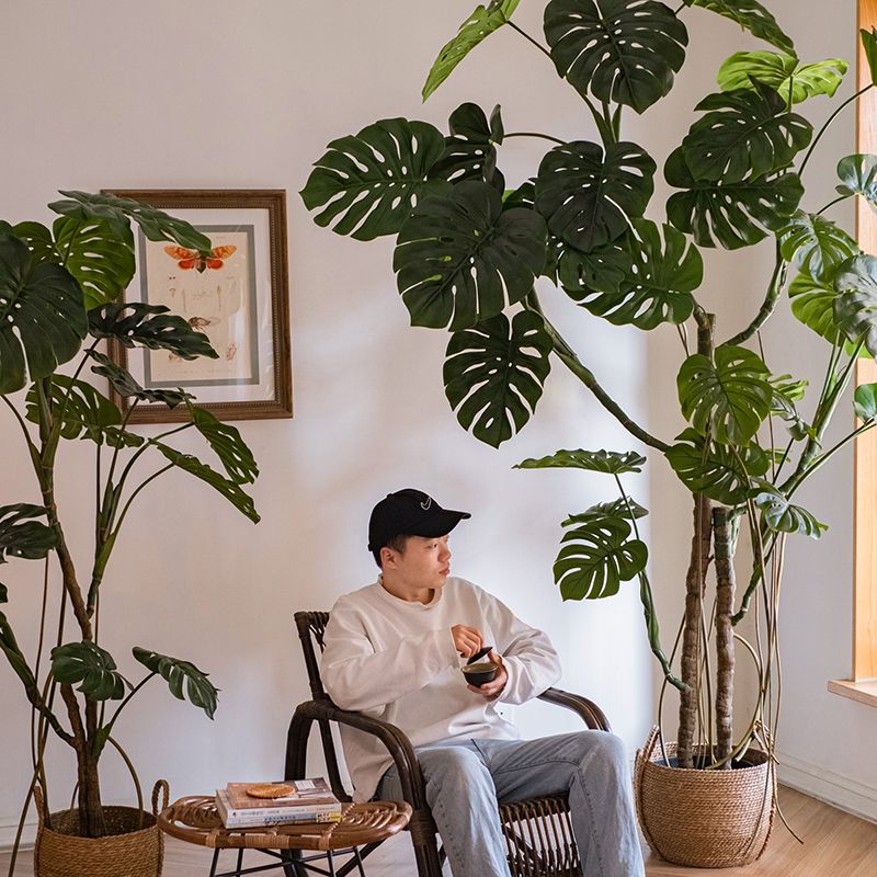 掬涵模擬綠植大型植物龜背竹樹盆景客廳辦公室假盆栽假樹落地北歐J-22公司貨
