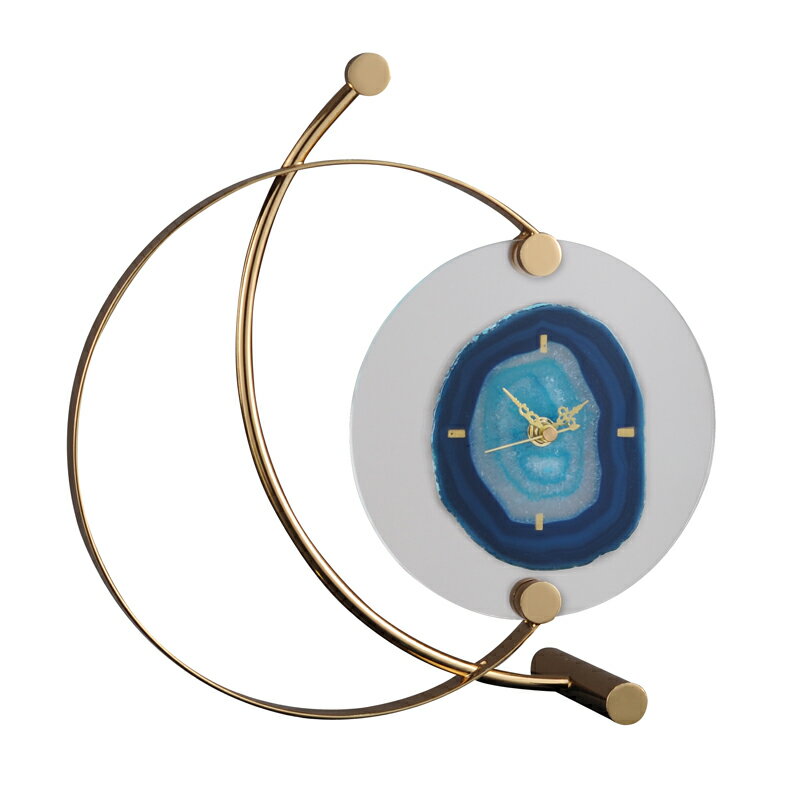 樣板房酒店會所軟裝擺件新古典歐式家居金屬瑪瑙時鐘客廳書房飾品 4