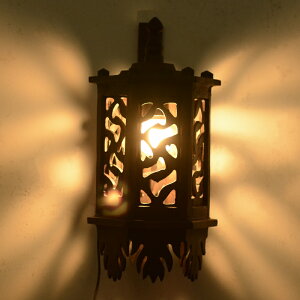 泰國進口泰式實木復古鏤空雕刻客廳壁燈背景墻燈設計師燈臥室壁燈1入