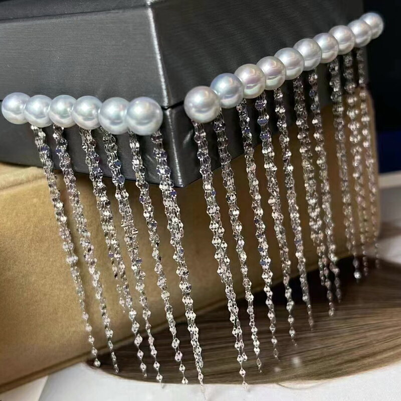 DIY珍珠耳釘配件 S925純銀飾品 新潮流蘇耳環女空托 配6-10mm圓珠