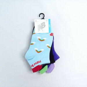 New Balance 童襪組 兒童襪 隱形襪 一組三雙入 止滑 LAS39353AS3 藍黑紫【iSport愛運動】