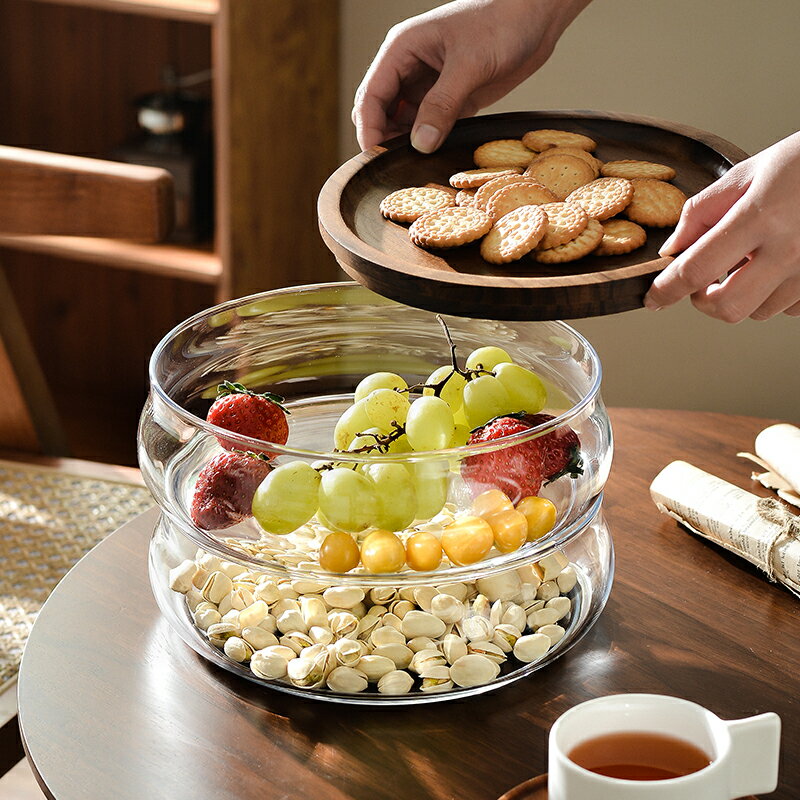 干果盤帶蓋創意客廳家用零食糖果擺放盤水果盤新款茶幾堅果收納盒