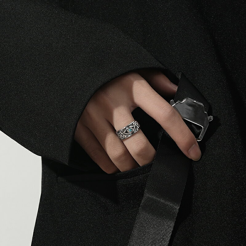 鈦鋼戒指男潮冷淡風高級感設計小眾單身男士指環食指潮牌個性飾品