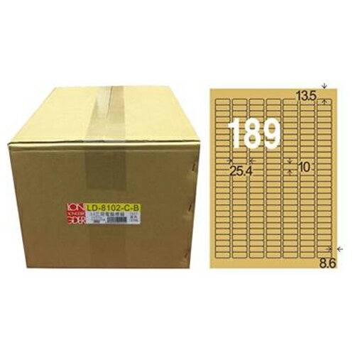 【龍德】A4三用電腦標籤 10x25.4mm 牛皮紙 1000入 / 箱 LD-8102-C-B