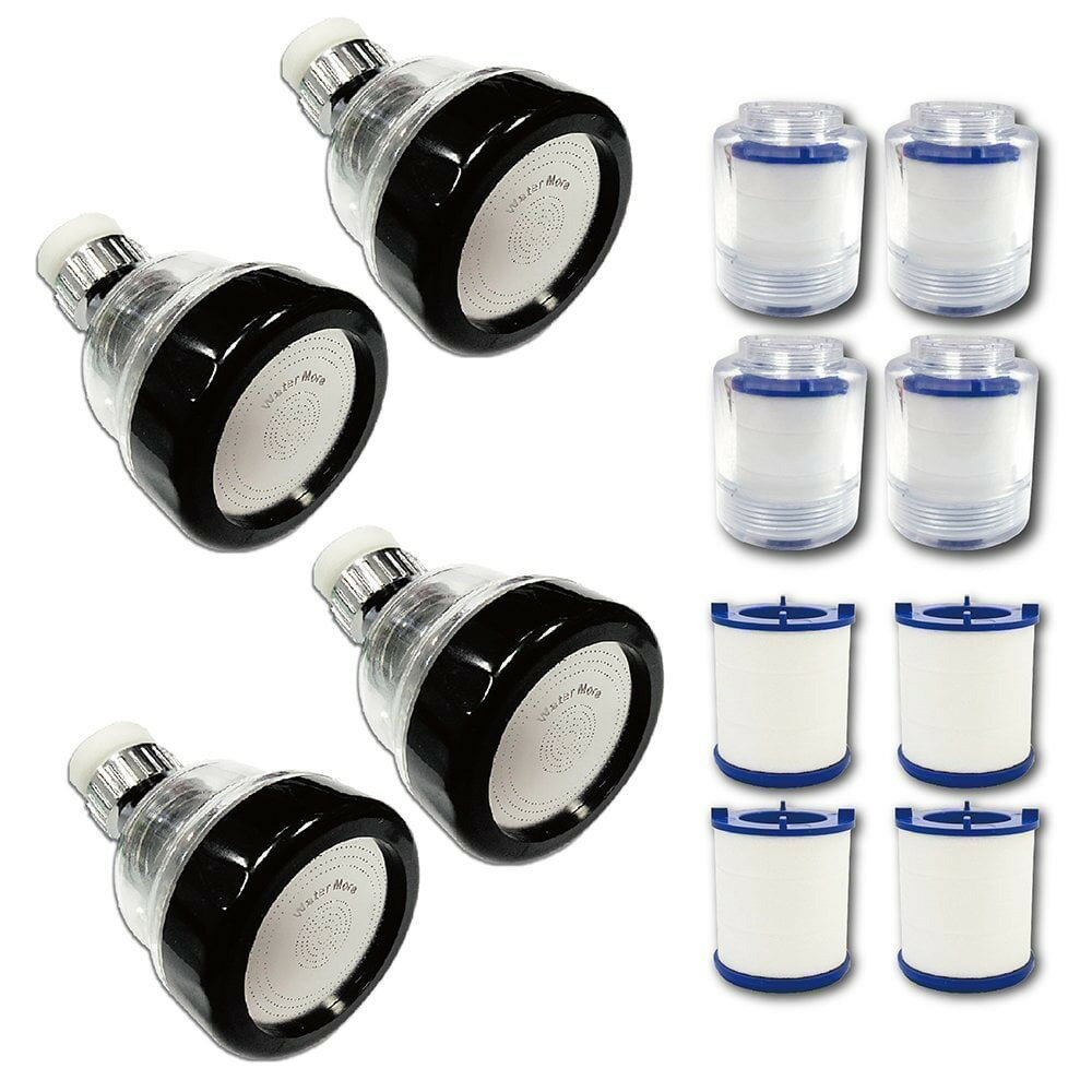 日本熱銷CURURU三段增壓節水器過濾組(水流轉換器4+除氯過濾器4+補充濾芯4)水龍頭加壓器 去油神器 附轉接頭配件包