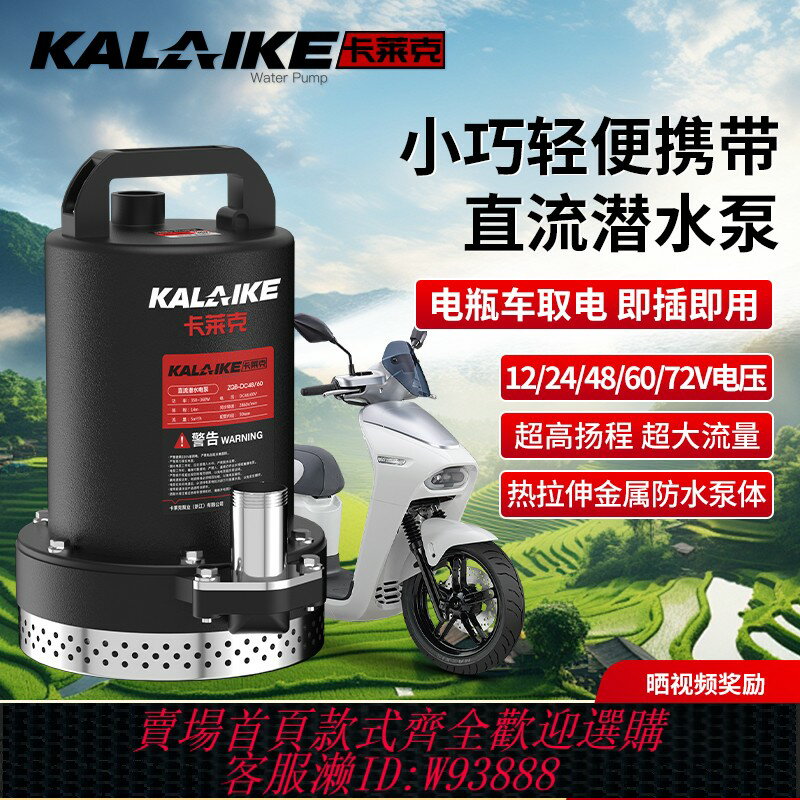 {臺灣公司貨 可打統編}直流潛水泵12V24V48V電瓶式家用農用小型60V大功率電動車抽水泵