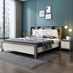 主臥床 實木床 多功能全實木床1.8米收納床1.5米北歐雙人小戶型高箱儲物輕奢婚床