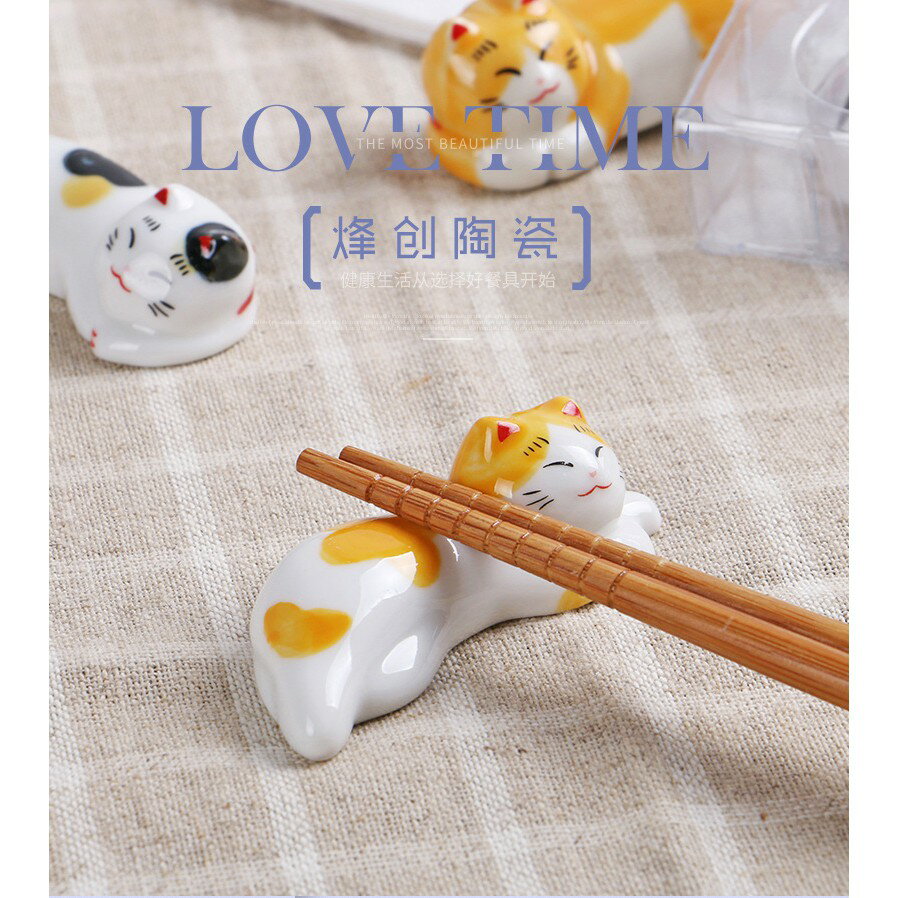 ZAKKA 日式陶瓷 工藝品 裝飾品 情侶懶貓 陶瓷 筷架 家居小飾品 筆擱 拍攝道具