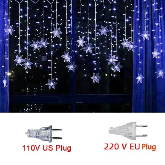 【日本代購】聖誕燈戶外裝飾懸掛 Led 雪花燈窗簾串燈派對花園屋簷裝飾。