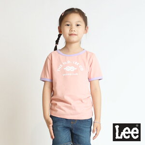 Lee Logo復古撞色短袖T恤 粉紅 男女童裝