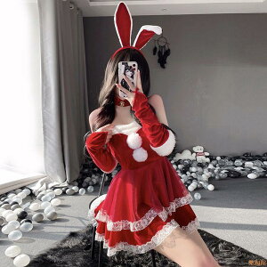 圣誕服裝女COSPLAY萬圣節兔女郎性感紅色戰袍新年裝可愛圣誕套裝