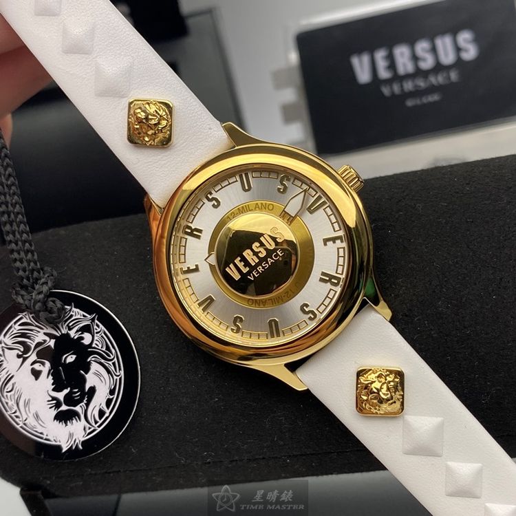 點數9%★VERSUS VERSACE手錶,編號VV00313,40mm金色圓形精鋼錶殼,白色立體懸浮雕刻錶面,白真皮皮革錶帶款,立體感十足!, 作品令人嘆為觀止!【APP下單享9%點數上限5000點】 1