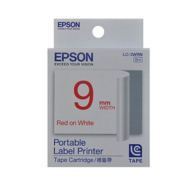 現貨 EPSON 標籤帶 (白底紅字/9mm) /個 LC-3WRN S624002