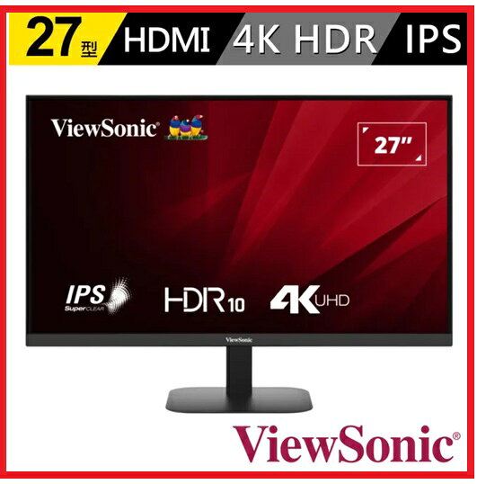 ViewSonic 優派  VA2708-4K-MHD 27 吋 顯示器  IPS/4K UHD/內建喇叭