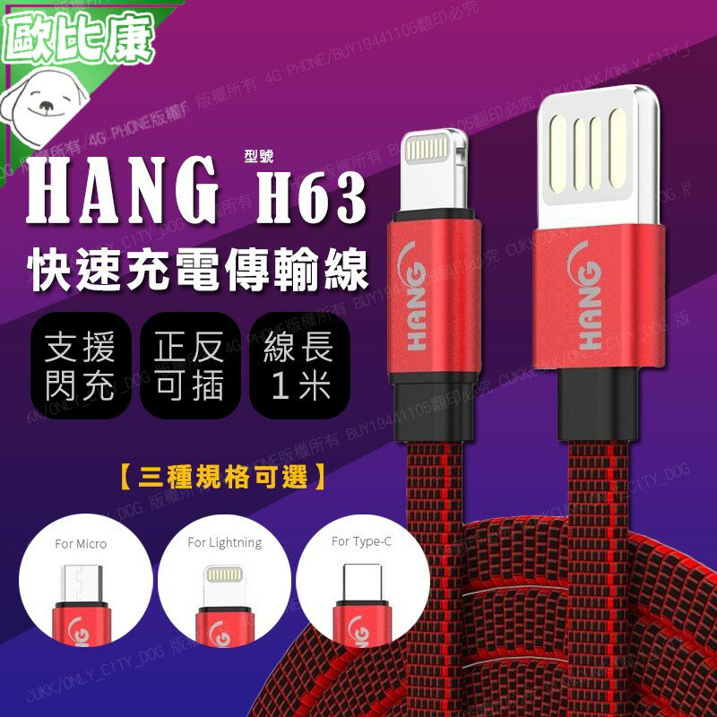 【歐比康】 HANG H63 1米 編織傳輸線 3.4A 安卓 Type C 充電線 扁線傳輸數據線