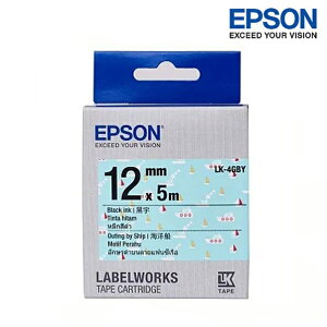 EPSON LK-4GBY 海洋船底黑字 標籤帶 Pattern花紋系列 (寬度12mm) 標籤貼紙