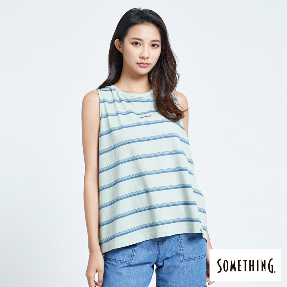 SOMETHING 女款 INDIGO條紋背心 (嫩綠色)