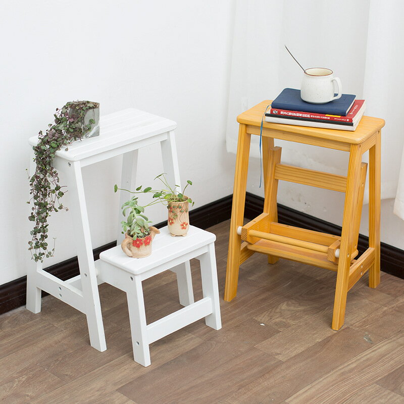梯子凳子兩用折疊小型便捷椅子家用伸縮輕便客廳實木梯形置物架