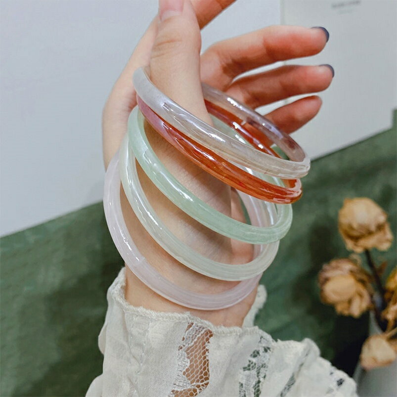 手鐲網紅爆款古風叮當鐲一對冷淡風高級鐲子玻璃閨蜜手環禁步環女