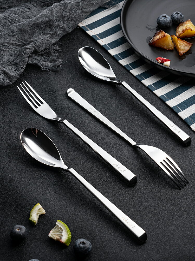 onlycook 316不銹鋼勺子叉子套裝 家用食品級長柄勺湯匙鋼勺餐具