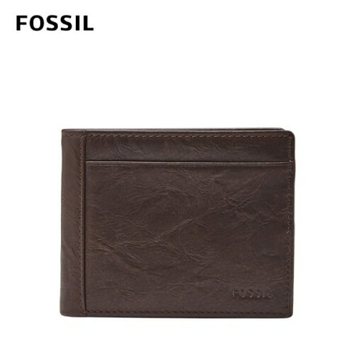 送禮首選★【FOSSIL】Neel 真皮兩折翻轉證件格皮夾-咖啡色 ML3899200【美國時尚品牌】 附防塵袋+提袋【全館滿額折價★FOSSIL全系列包夾送美妝蛋】