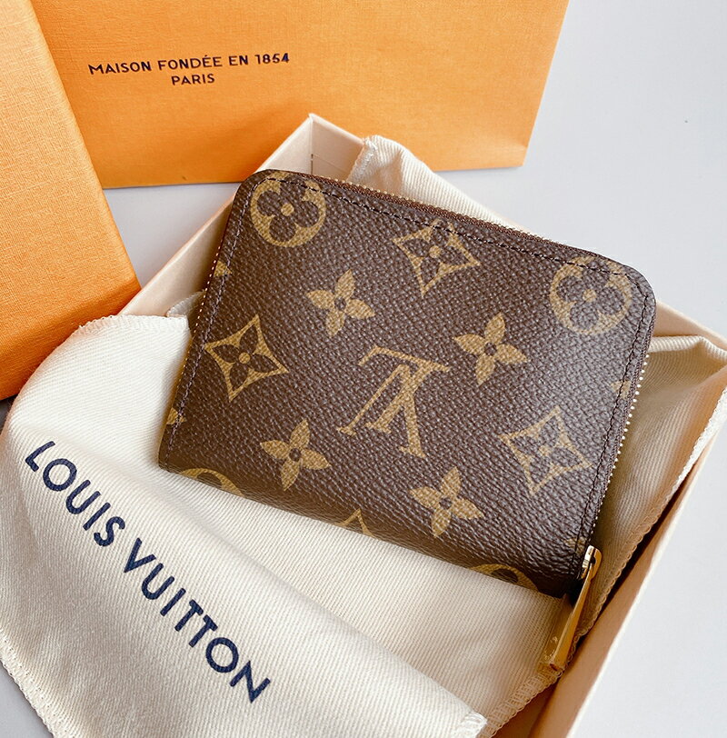 美國百分百【Louis Vuitton】LV SLENDER 短夾 錢包 皮件 女 零錢包 卡包 駝色印花 BP46