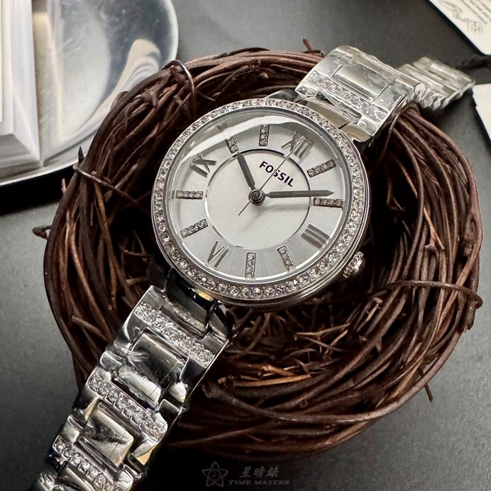 FOSSIL手錶,編號FS00133,36mm銀圓形精鋼錶殼,白色簡約, 羅馬數字, 中三針顯示錶面,銀色精鋼錶帶款,閃亮度冠絕全場!, 好運招財!