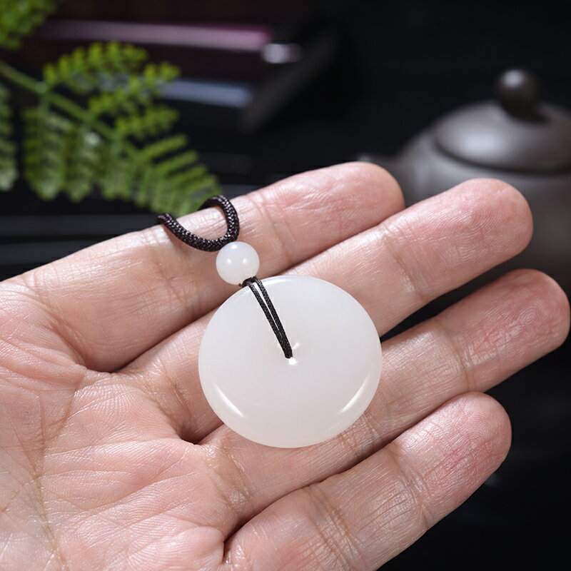 天然新疆和田玉平安扣羊脂白玉吊墜男女款山料羊脂玉兒童小孩玉石| 協貿