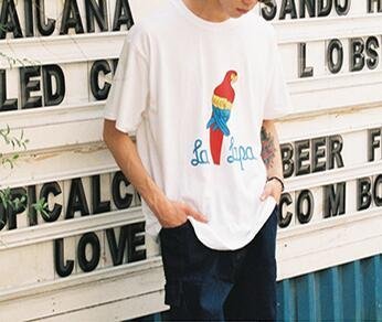 FINDSENSE MD 韓國 潮 男 時尚 街頭 鸚鵡圖案印花 短袖T恤 特色短T 學生T恤 字母T