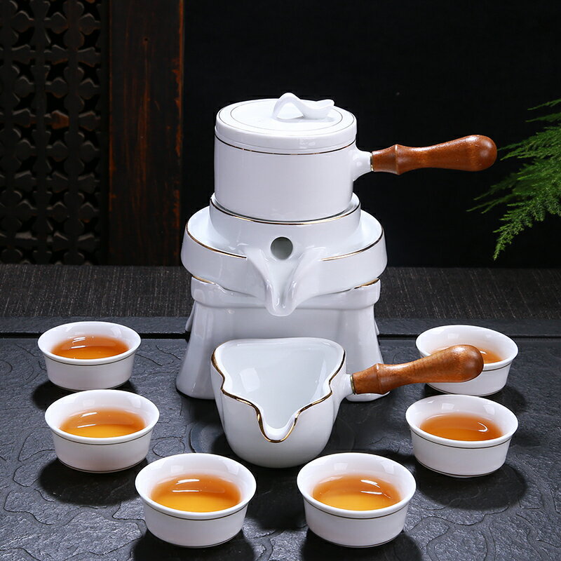 石磨自動茶具套裝家用辦公會客半自動懶人茶具泡茶器單個茶壺