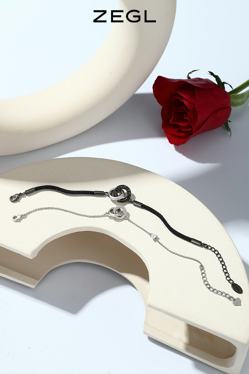 ZEGL設計師925純銀莫比烏斯情侶手鏈一對環環相扣手繩情人節禮物
